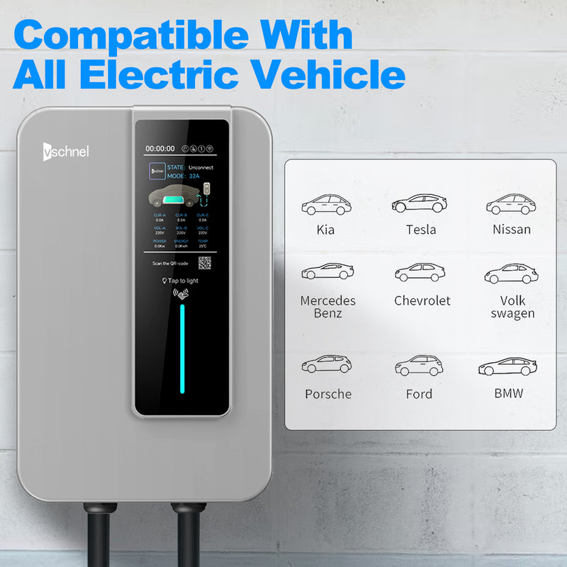 Load image into Gallery viewer, Vschnel EV Charger Level 2 48 amp Indoor/Outdoor Electric Car Charger, NEMA 14-50 EV Charger Plug UL/FCC WiFi Enabled EVSE Level 2 Charger, 27ft Cable - 240V Level 2 EV Charger