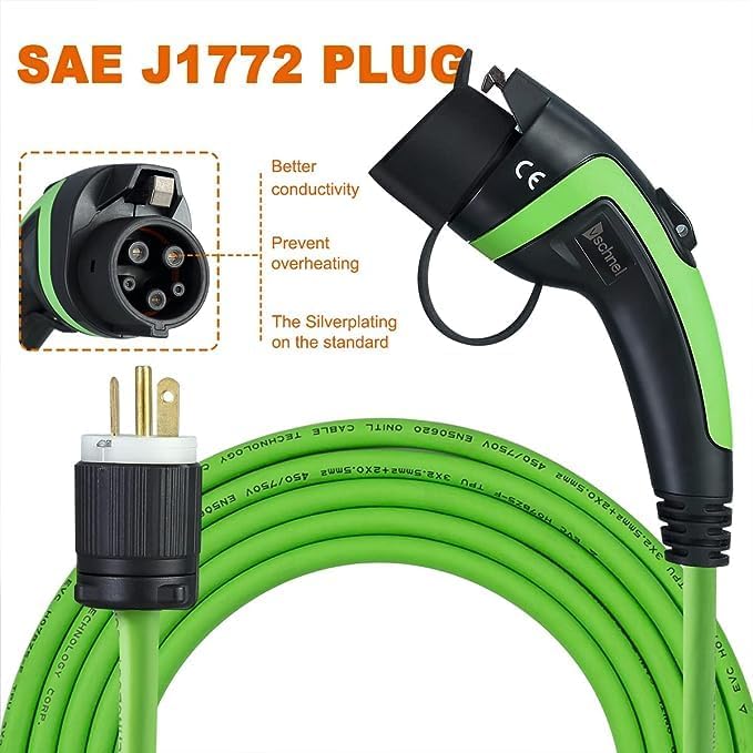 Load image into Gallery viewer, Vschnel Level 1-2 EV Charger,16A 110-240V 17ft Portable Electric Vehicle Charger,NEMA 6-20 Plug for J1772 Electric Cars