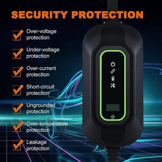 Load image into Gallery viewer, Vschnel Level 1-2 EV Charger,16A 110-240V 17ft Portable Electric Vehicle Charger,NEMA 6-20 Plug for J1772 Electric Cars