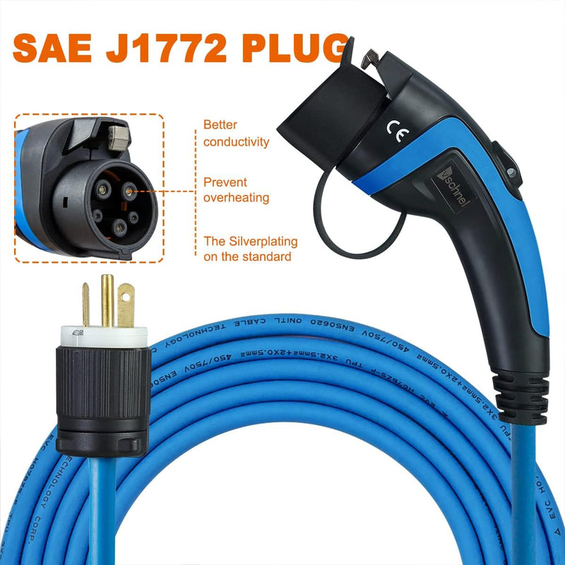 Load image into Gallery viewer, Vschnel Level 1-2 EV Charger 16Amp, NEMA 6-20 Portable Electric Vehicle Charger Cable Indoor/Outdoor Home Personal EV Charger for J1772