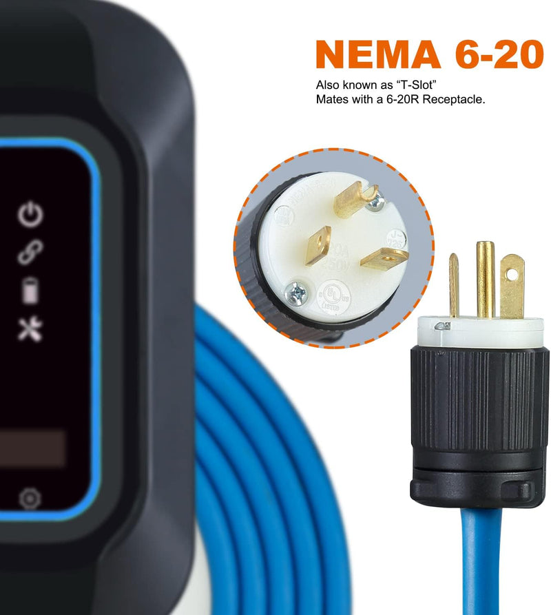 Load image into Gallery viewer, Vschnel Level 1-2 EV Charger 16Amp, NEMA 6-20 Portable Electric Vehicle Charger Cable Indoor/Outdoor Home Personal EV Charger for J1772