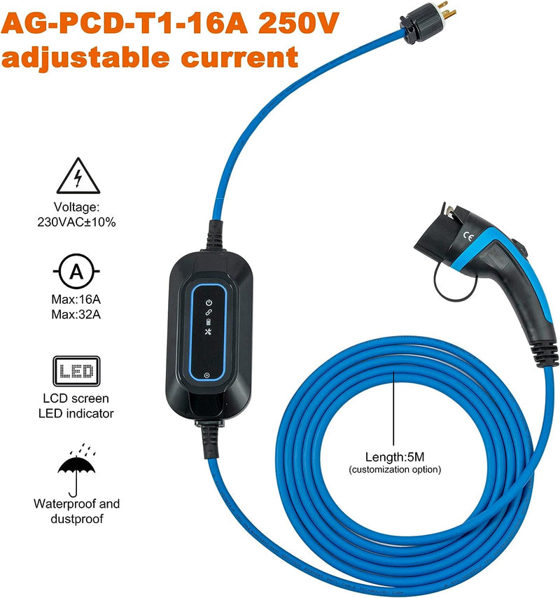 Load image into Gallery viewer, Vschnel Level 1-2 EV Charger 16Amp, NEMA 6-20 Portable Electric Vehicle Charger Cable Indoor/Outdoor Home Personal EV Charger for J1772