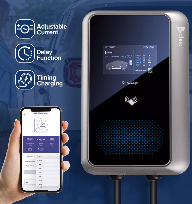 Load image into Gallery viewer, Vschnel Level 2 EV Charger Station 8-48Amp Adjustable Current MAX 11.5KW WiFi Connector NEMA 14-50 Personal EV Charging Stations 27ft Cable UL/FCC 240V Wallbox for J1772