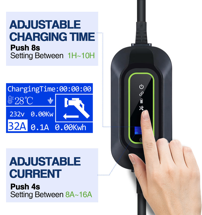 Load image into Gallery viewer, Vschnel Level 1-2 EV Charger,16A 110-240V 17ft Portable Electric Vehicle Charger,NEMA 6-20 with NEMA5-15 Adapter Plug for J1772 Electric Cars
