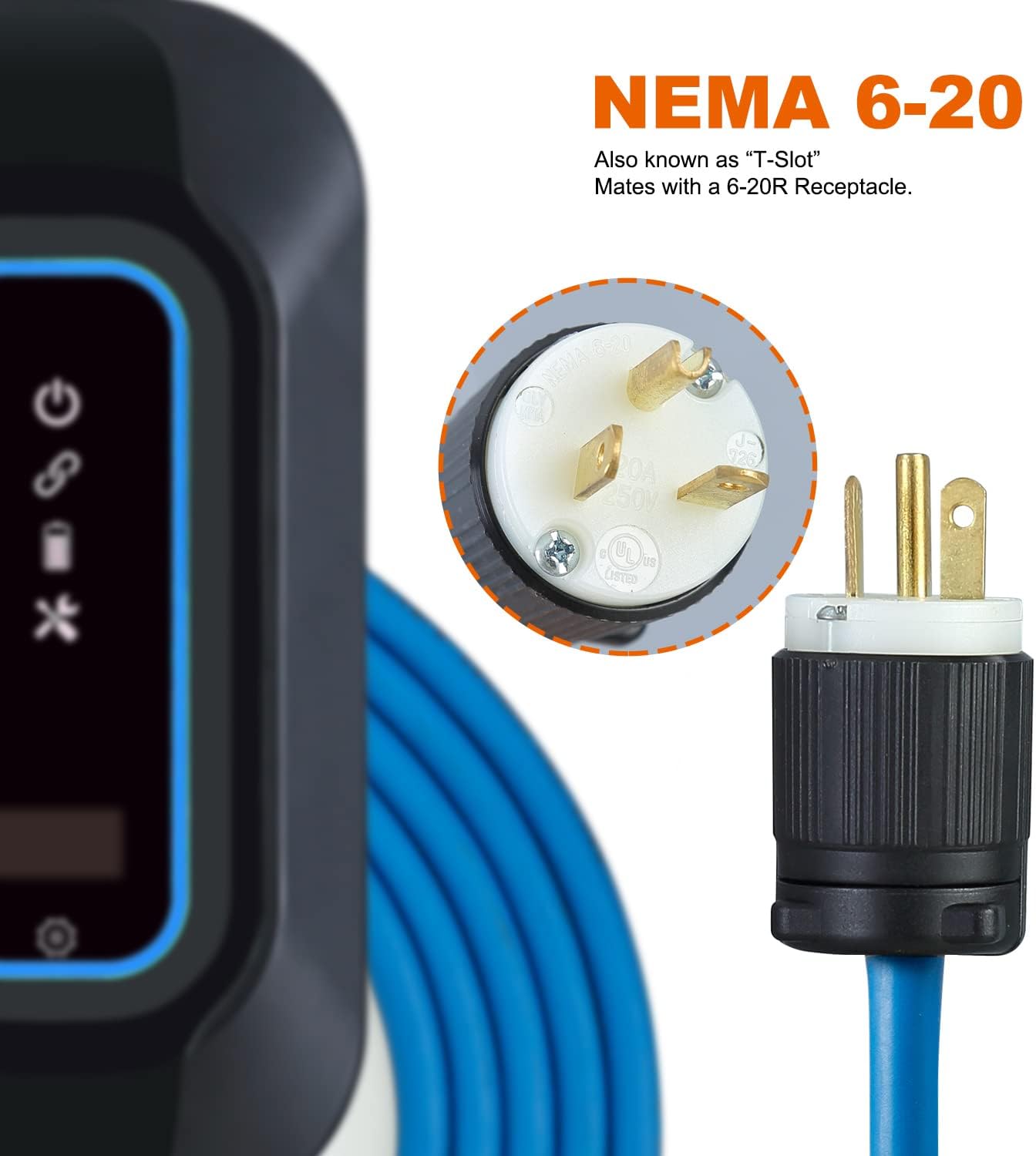 Vschnel Level 1-2 EV Charger 16Amp, NEMA 6-20 Portable Electric Vehicle Charger Cable Indoor/Outdoor Home Personal EV Charger for J1772