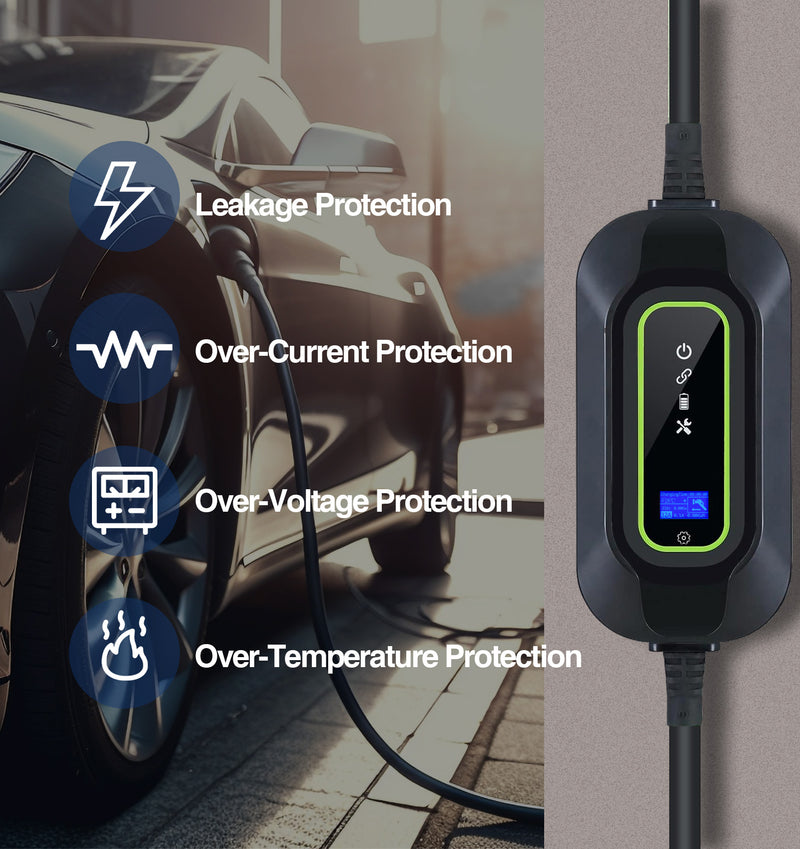 Load image into Gallery viewer, Vschnel Level 1-2 EV Charger,16A 110-240V 17ft Portable Electric Vehicle Charger,NEMA 6-20 with NEMA5-15 Adapter Plug for J1772 Electric Cars
